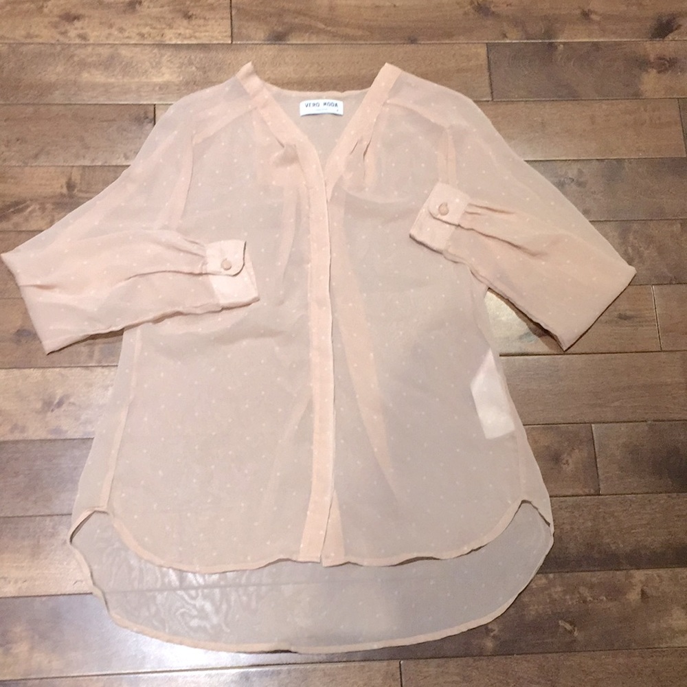 Vero Moda Polka Dot Blouse- Pink- Size M